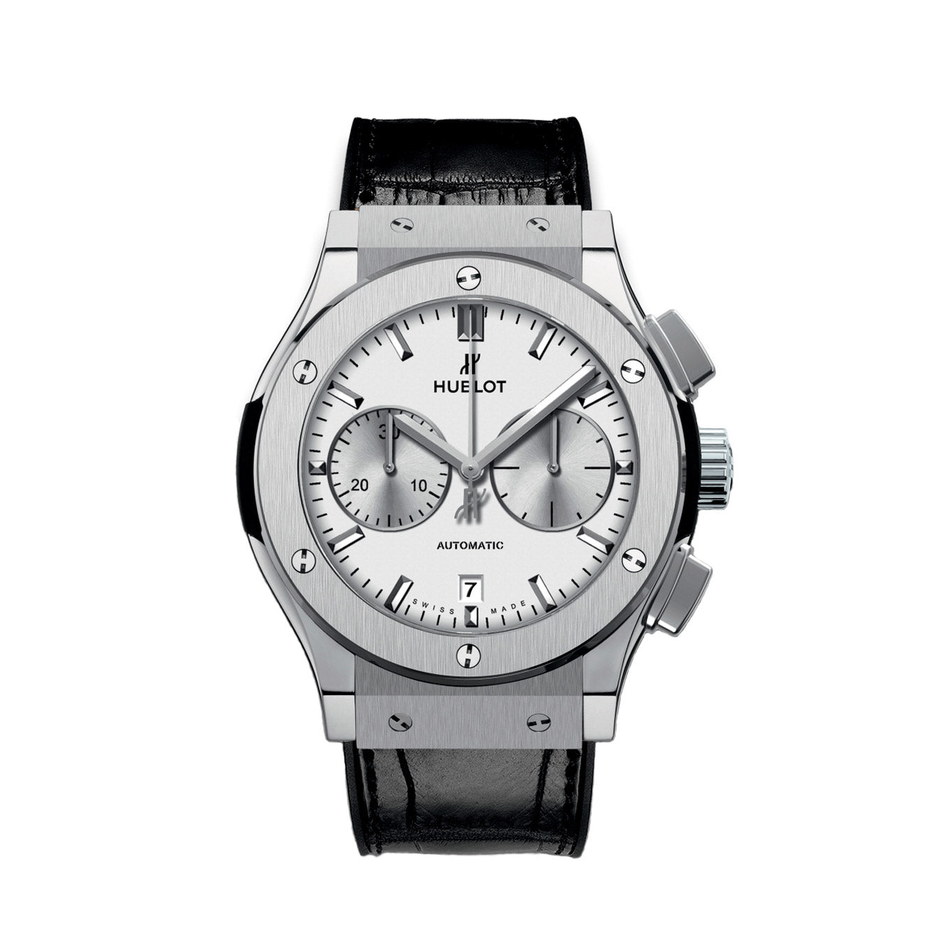 Hublot Classic Fusion Chronograph White Dial Titanium on Black