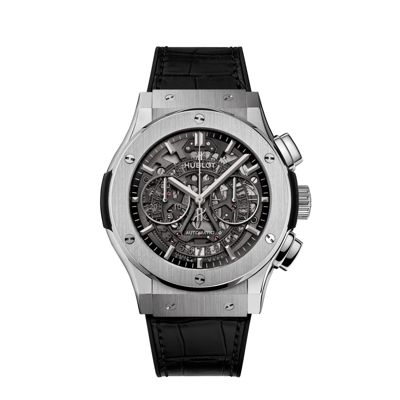 Hublot Classic Fusion Chronograph White Dial Titanium on Black