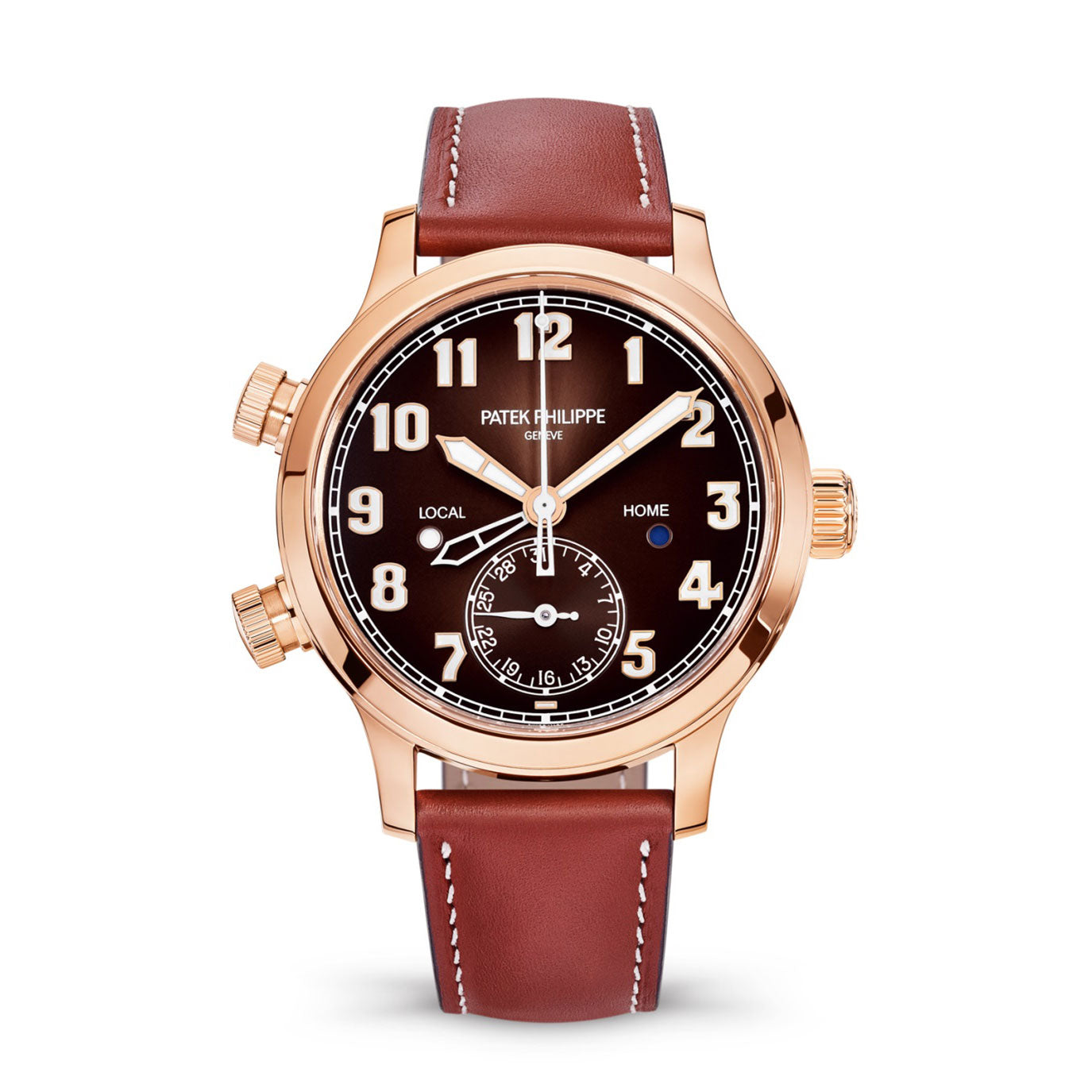 Patek Philippe Complication 18k Rose Gold Calatrava Pilot Travel Tim Affordable Swiss Watches Inc