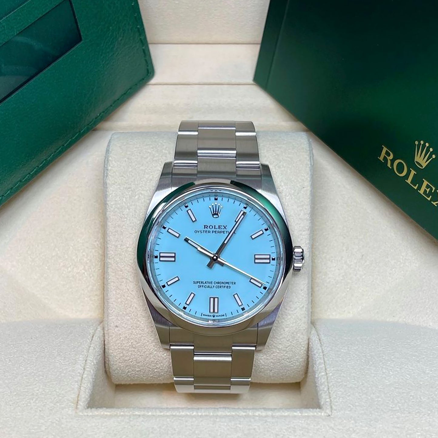 Rolex Oyster Perpetual 36, Turquoise blue dial, 36mm, Oystersteel Ref# 126000-0006