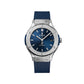 Hublot, 2024 Unworn, Classic Fusion Titanium Blue, 565.NX.7170.RX, box and papers