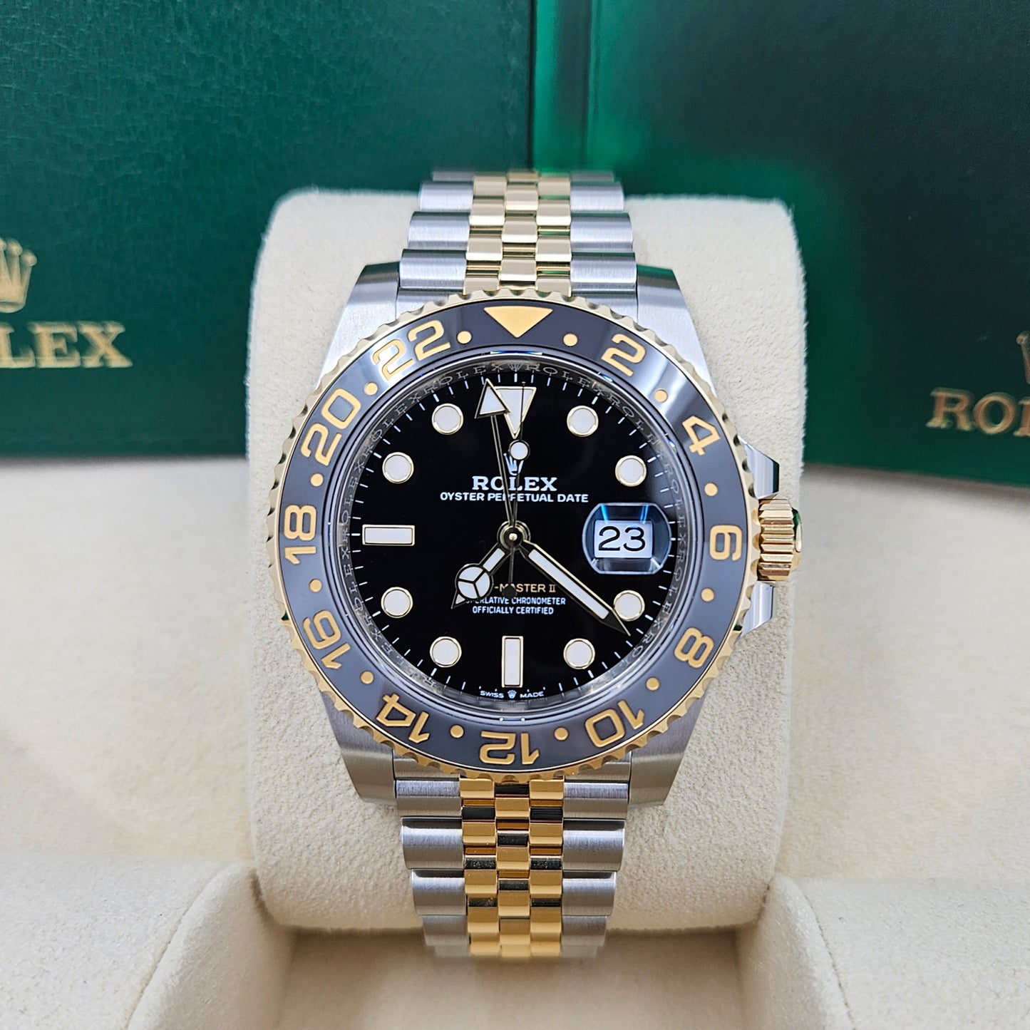 Rolex GMT-Master II, 40mm, Oystersteel and 18k Yellow Gold, Ref# 126713GRNR-0001