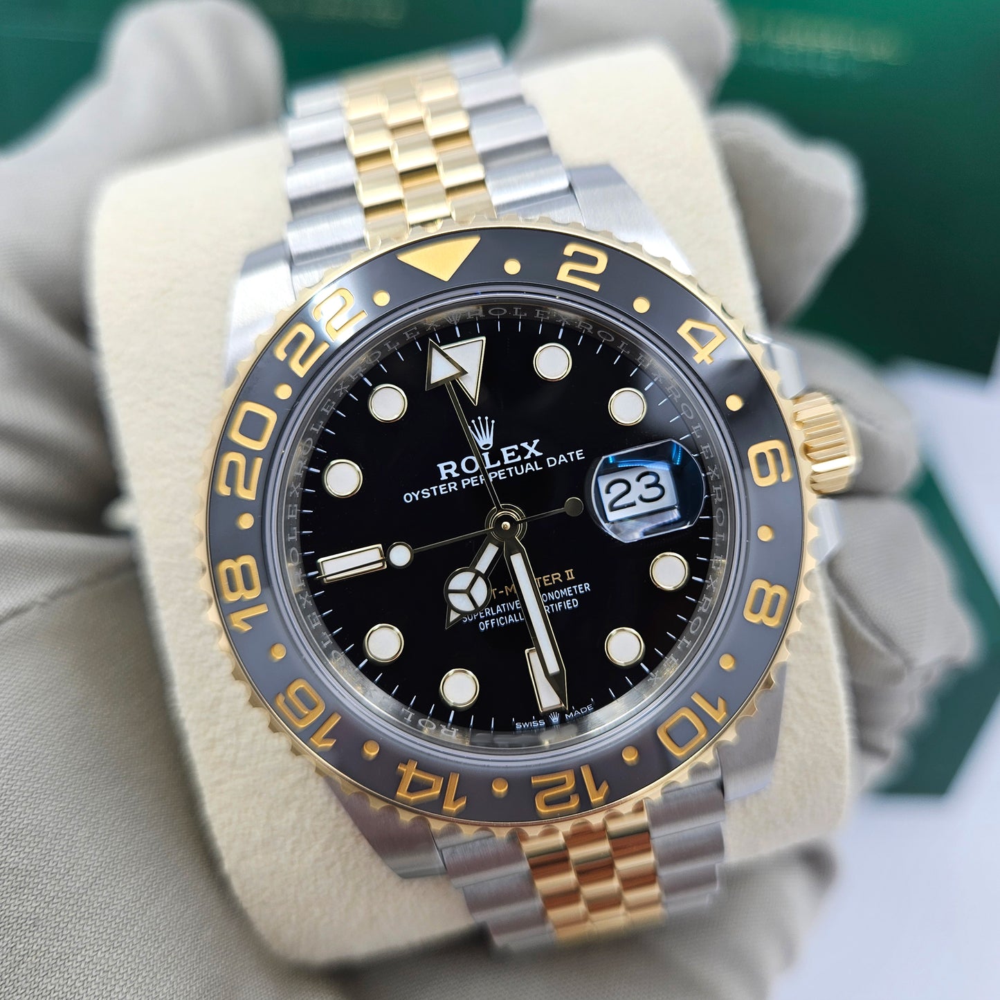 Rolex GMT-Master II, 40mm, Oystersteel and 18k Yellow Gold, Ref# 126713GRNR-0001