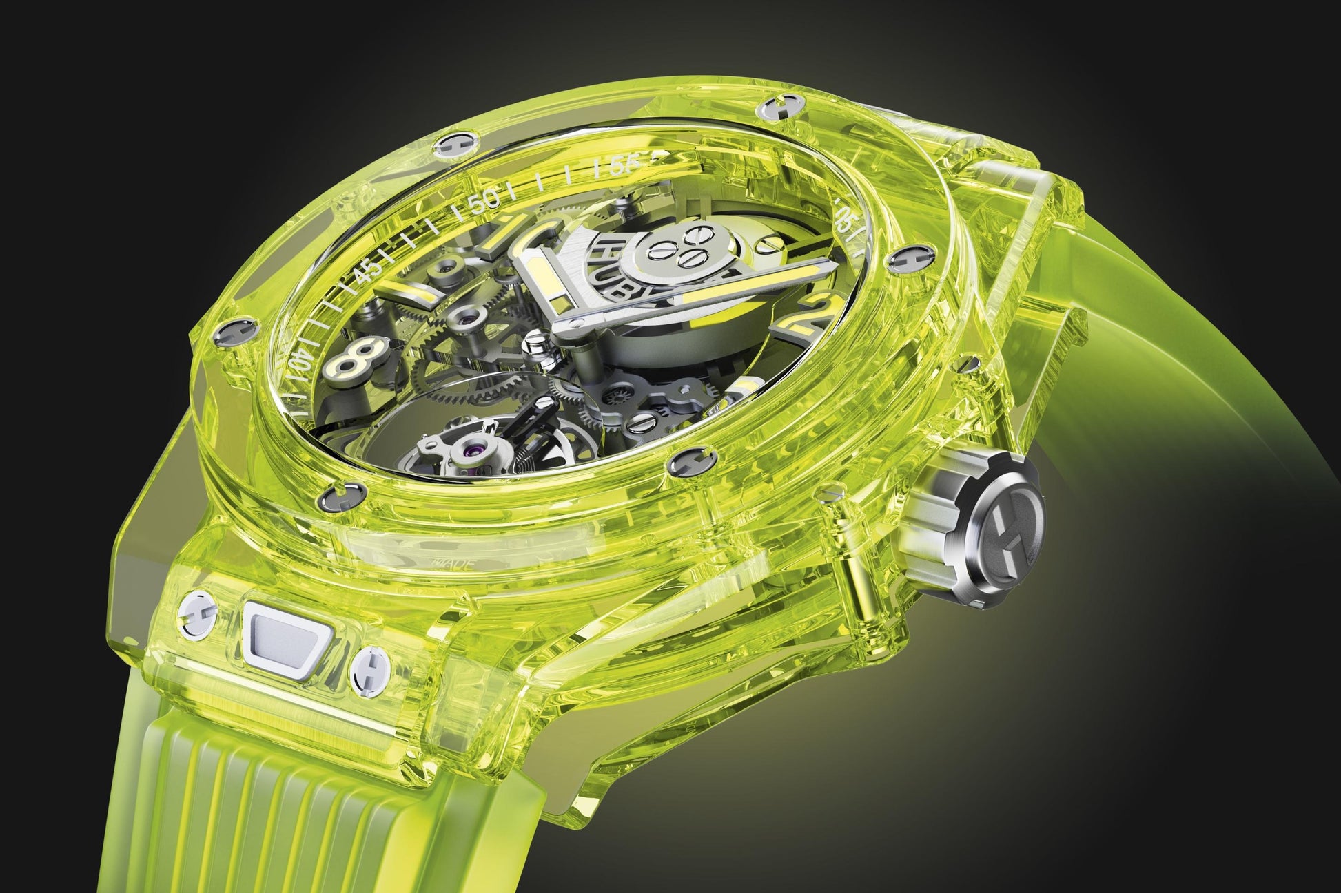 Hublot Big Bang Tourbillon Automatic Yellow Neon Saxem, 44mm, Ref# 429.JY.0120.RT, Right