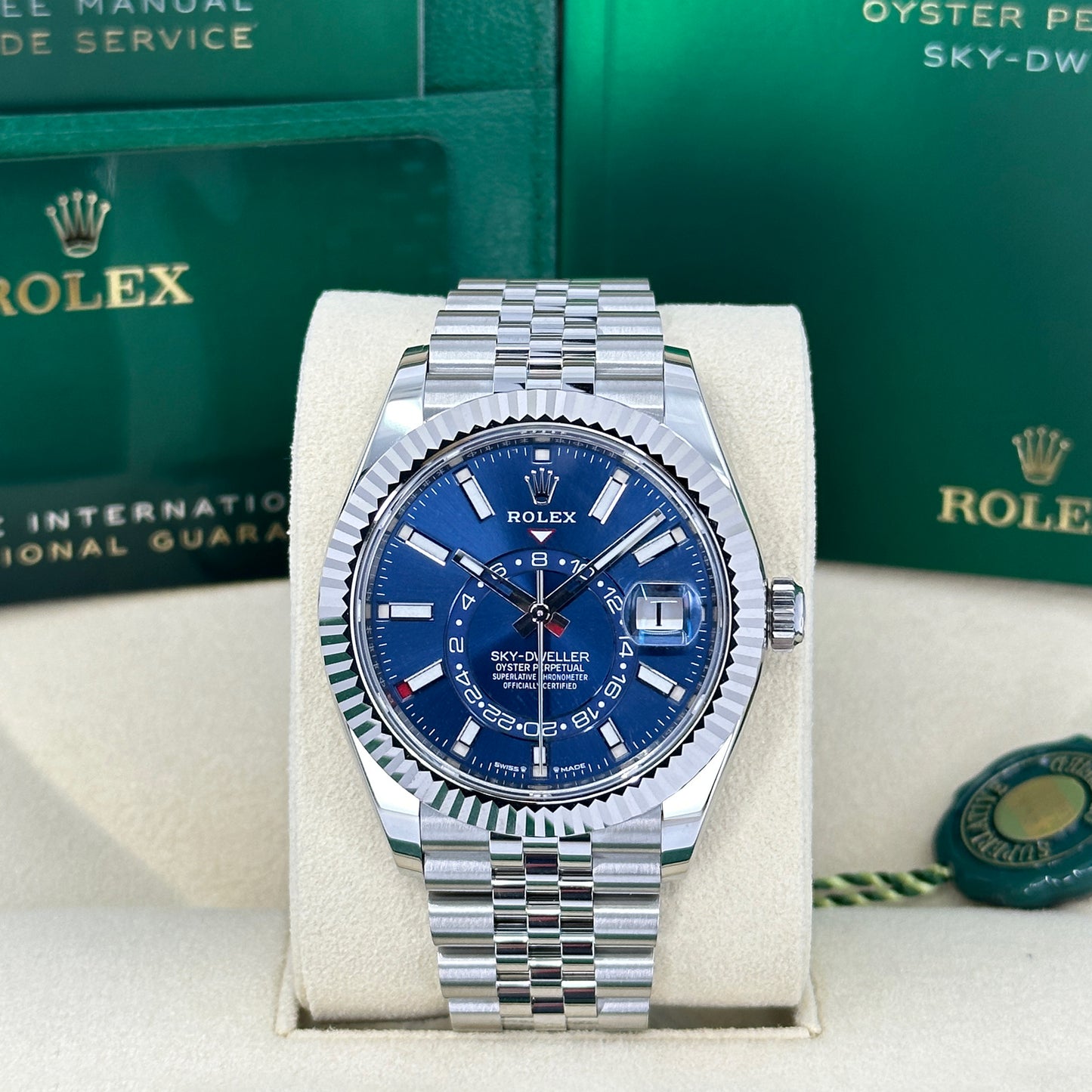 Rolex Sky-Dweller, 42mm, Oystersteel and 18k White Gold, Blue, Jubilee, Ref# 336934-0006