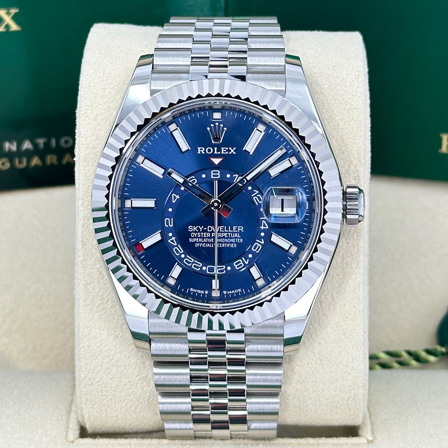 Rolex Sky-Dweller, 42mm, Oystersteel and 18k White Gold, Blue, Jubilee, Ref# 336934-0006