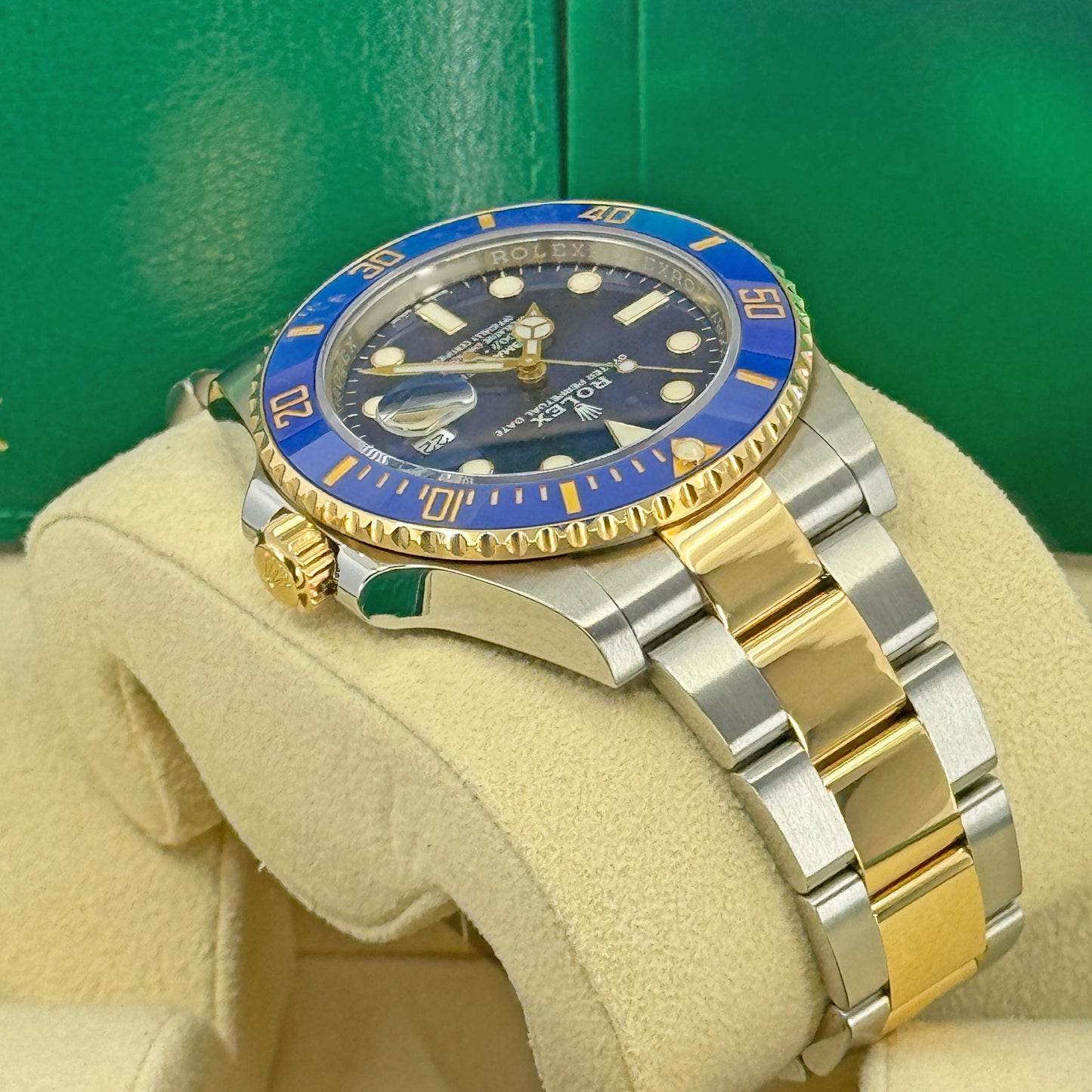 Pre-owned Rolex Submariner Date Bluesy, Ref# 126613LB, Two-Tone, Mint, Complete