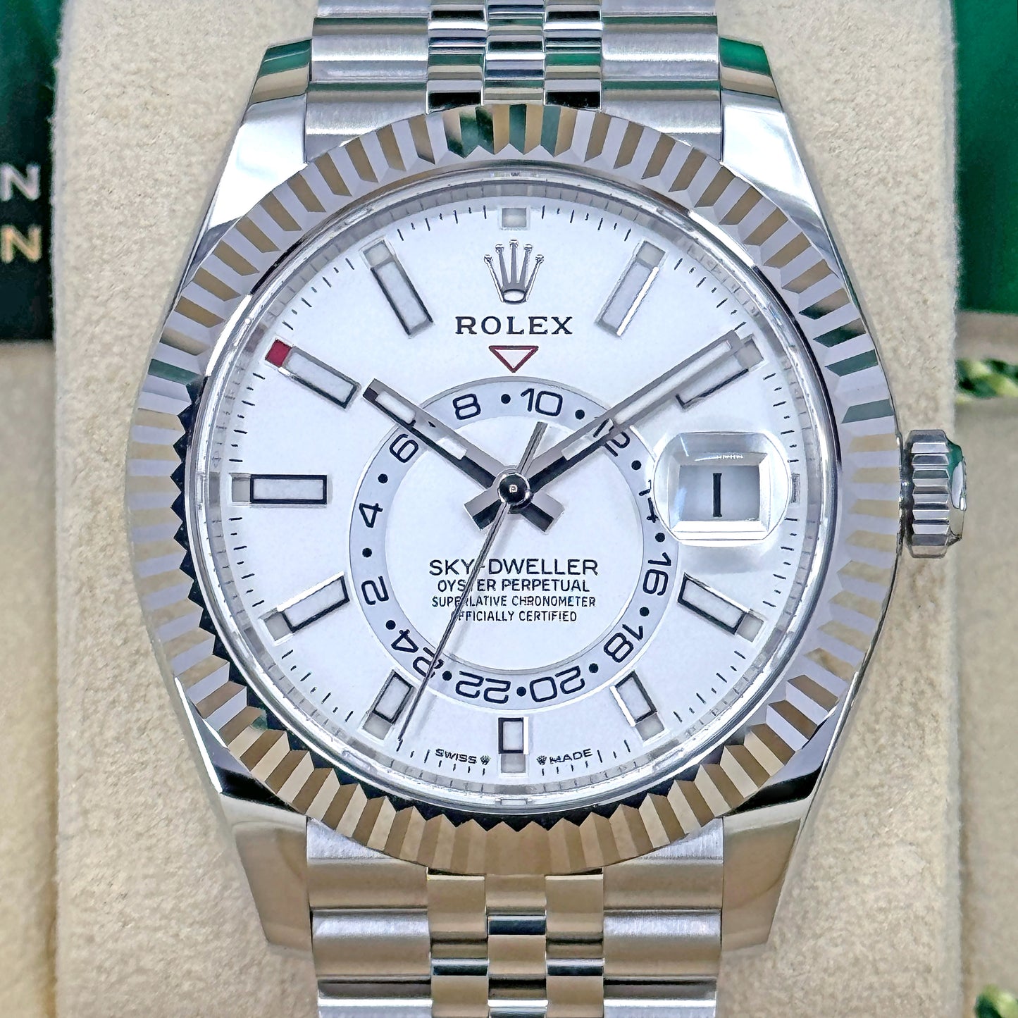 Rolex Sky-Dweller, 42mm, Oystersteel and 18k White Gold, White, Jubilee, Ref# 336934-0004