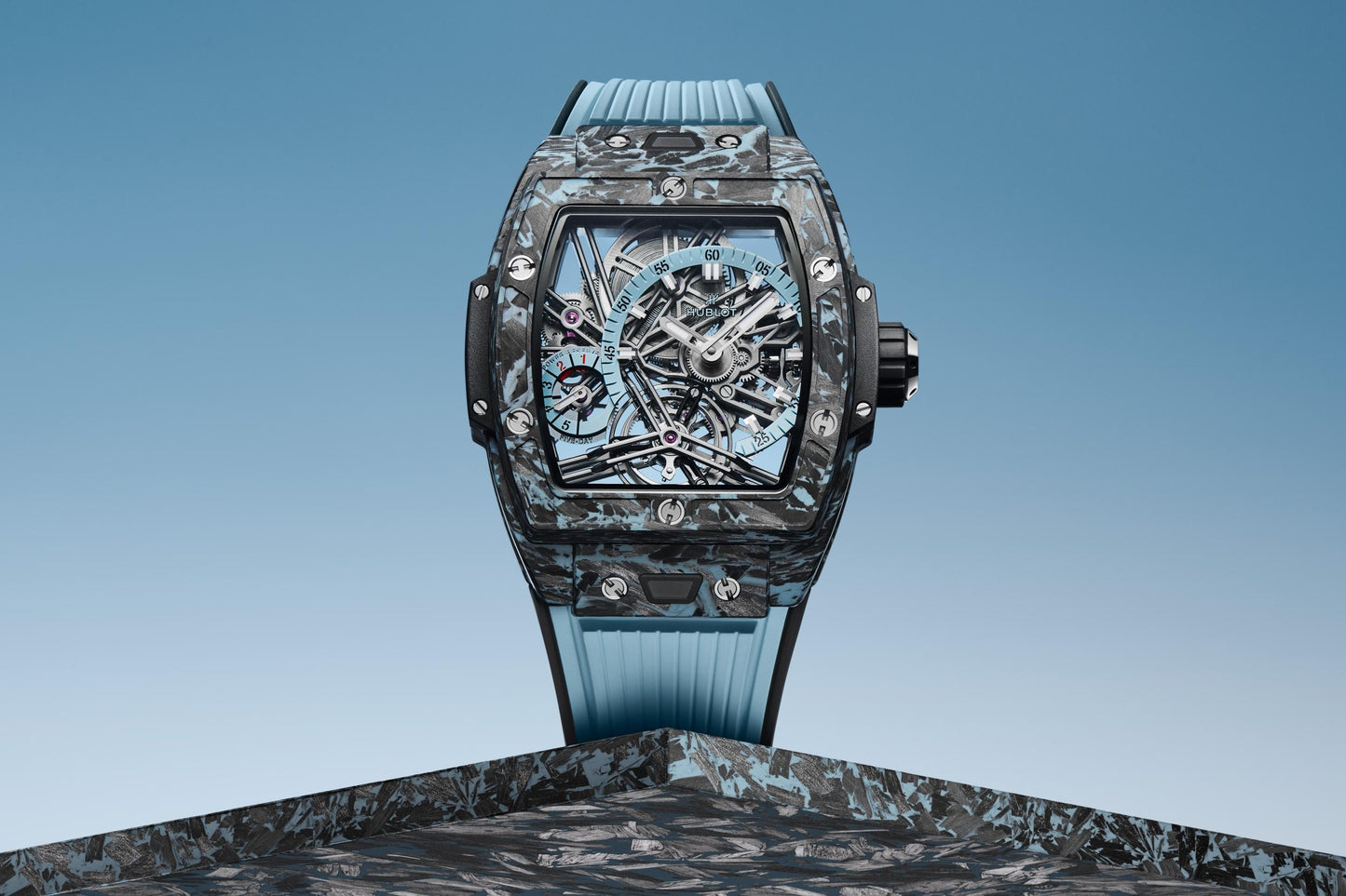 Hublot, Spirit of Big Bang Tourbillon Carbon Sky Blue 42mm, Limited Edition, Ref# 645.QL.5117.RX, Maim view