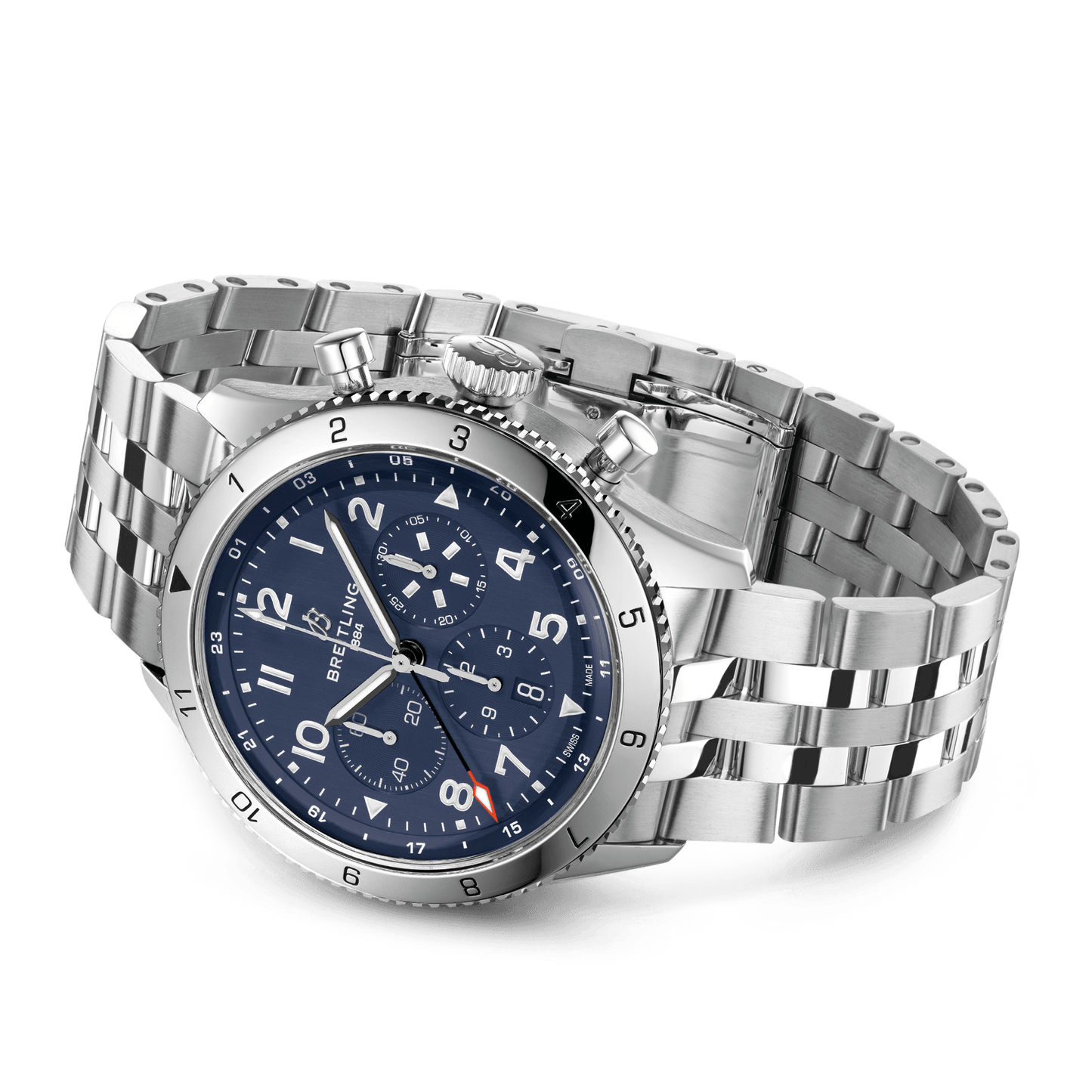 Breitling Classic AVI B04 Chronograph GMT 46 Tribute to Vought F4U Corsair, Stainless Steel, Ref# AB04451A1C1A1, Unworn 2024, Main view