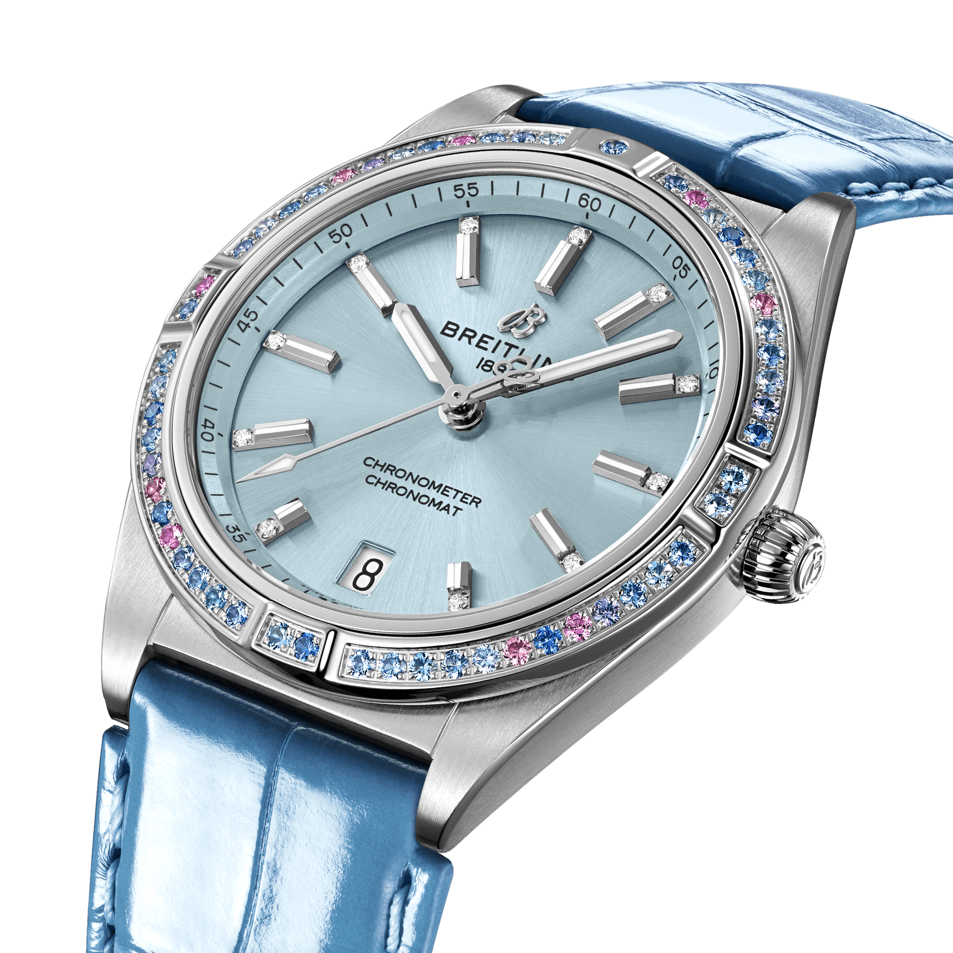 Breitling Chronomat Automatic 36 South Sea, Stainless Steel, 18k White Gold, Diamonds and Gem, Ref# G10380611C1P1, Unworn 2024, Dial