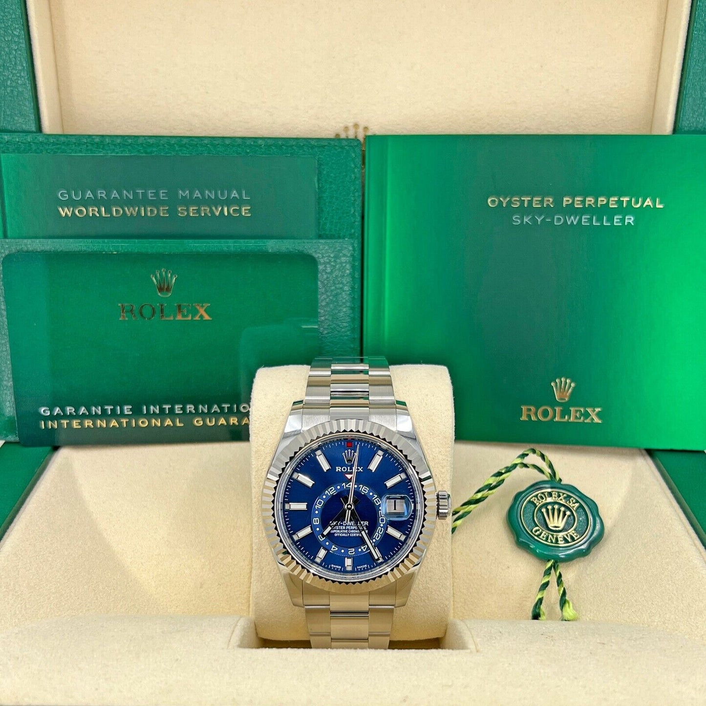 Rolex Sky-Dweller, Stainless Steel and 18k White Gold, 42mm, Blue, Oyster, Ref# 326934-0003