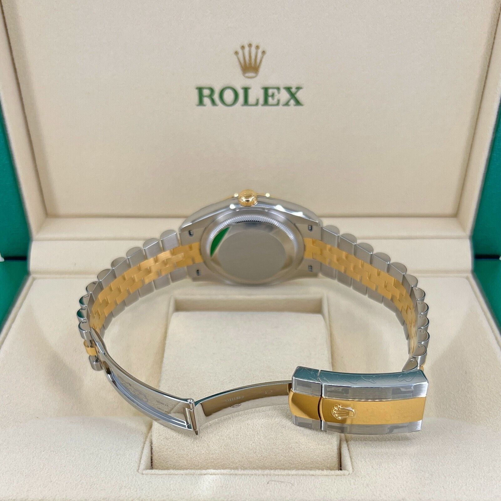 Rolex Datejust 36, 18k Yellow Gold and Stainless Steel, 36mm, Golden, palm motif dial, Ref# 126233-0037, Back 1