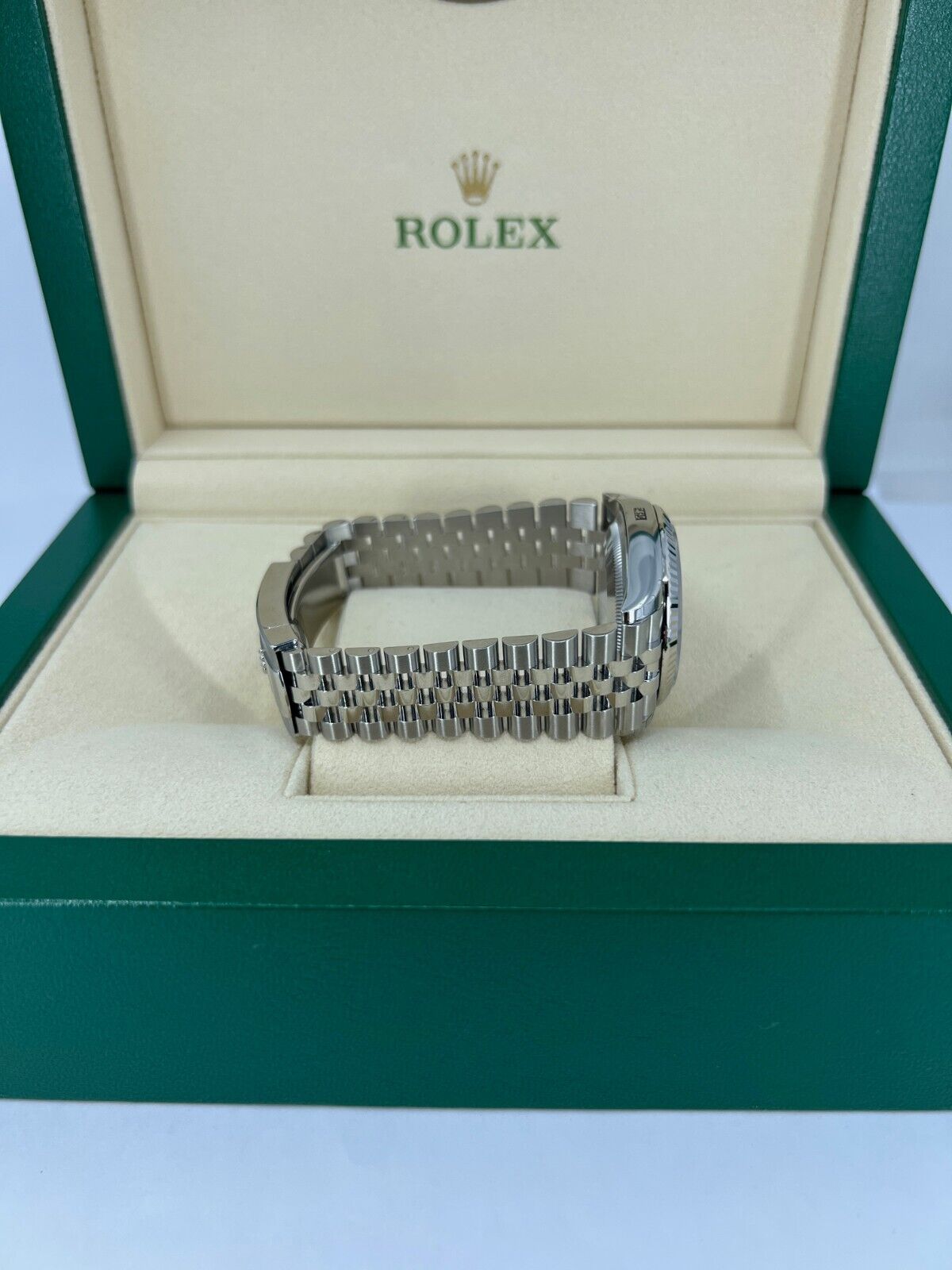 Rolex, Datejust 36, Oystersteel and 18k White Gold, 36mm, Green Mint Dial, Fluted, Jubilee, Ref# 126234-0051, Bracelet