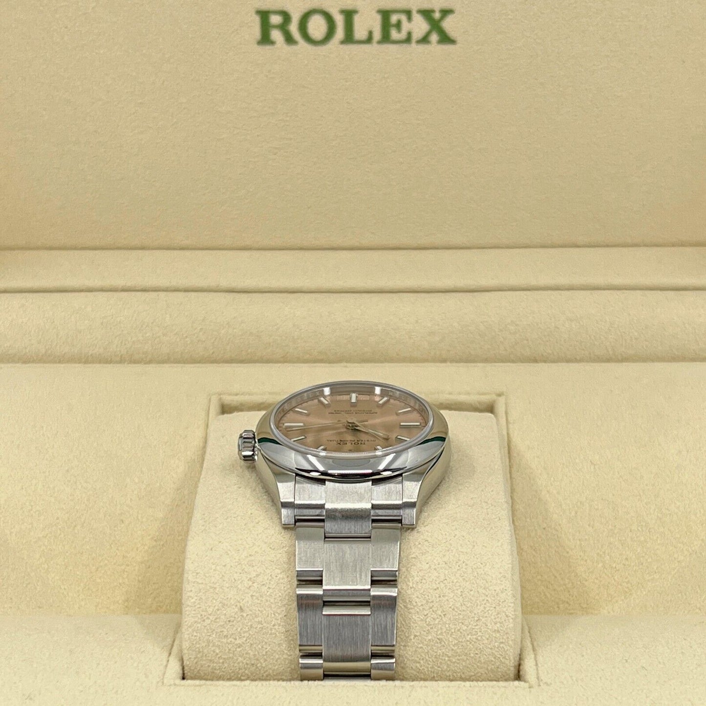 Rolex Oyster Perpetual, Oystersteel, Pink dial, 31mm, Ref# 277200-0004, Side