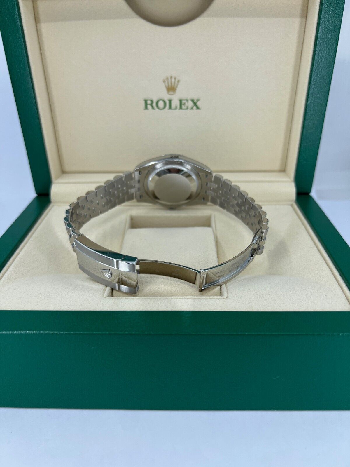 Rolex, Datejust 36, Oystersteel and 18k White Gold, 36mm, Green Mint Dial, Fluted, Jubilee, Ref# 126234-0051, Back 1