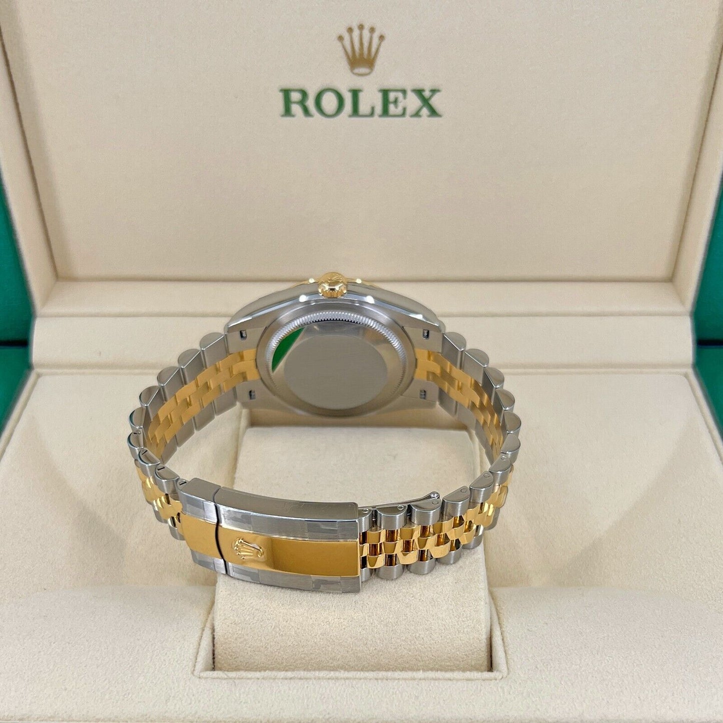 Rolex Datejust 36, 18k Yellow Gold and Stainless Steel, 36mm, Golden, palm motif dial, Ref# 126233-0037, Back
