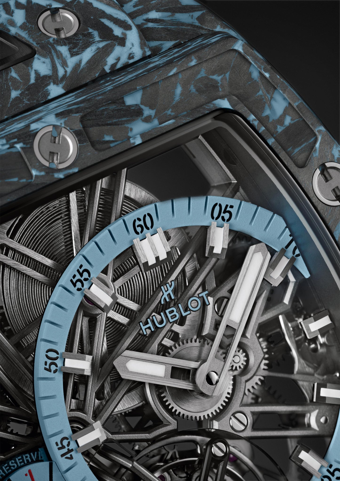 Hublot, Spirit of Big Bang Tourbillon Carbon Sky Blue 42mm, Limited Edition, Ref# 645.QL.5117.RX, Dial