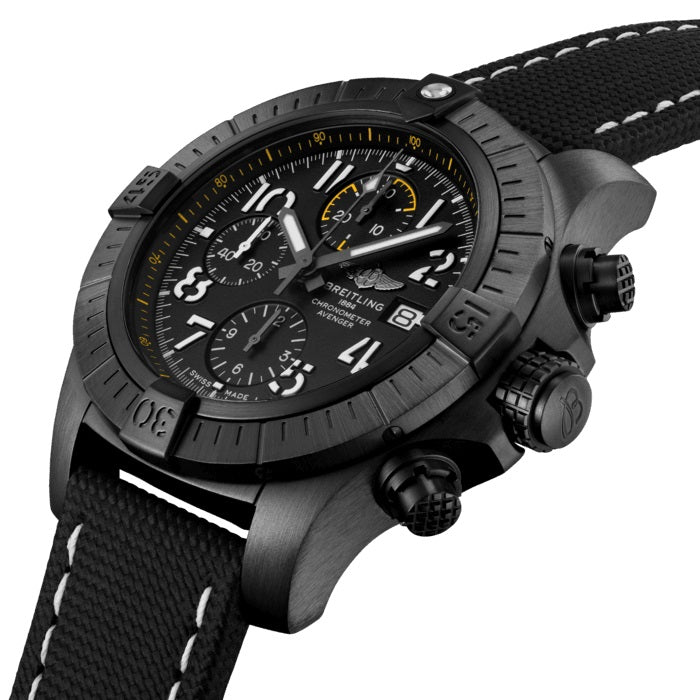 Dial Breitling Avenger Chronograph 45 Night Mission DLC-Coated Titanium Ref# V13317101B1X1