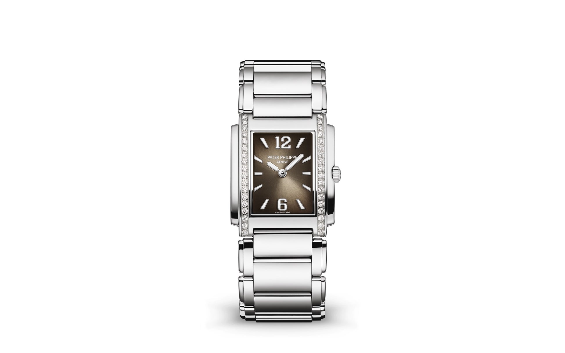 Patek Philippe Twenty~4 Quartz Ladies Watch, Stainless Steel with 36 Diamond (~0.42 ct), 25.1 x 30 mm, Ref# 4910/1200A-010, 1