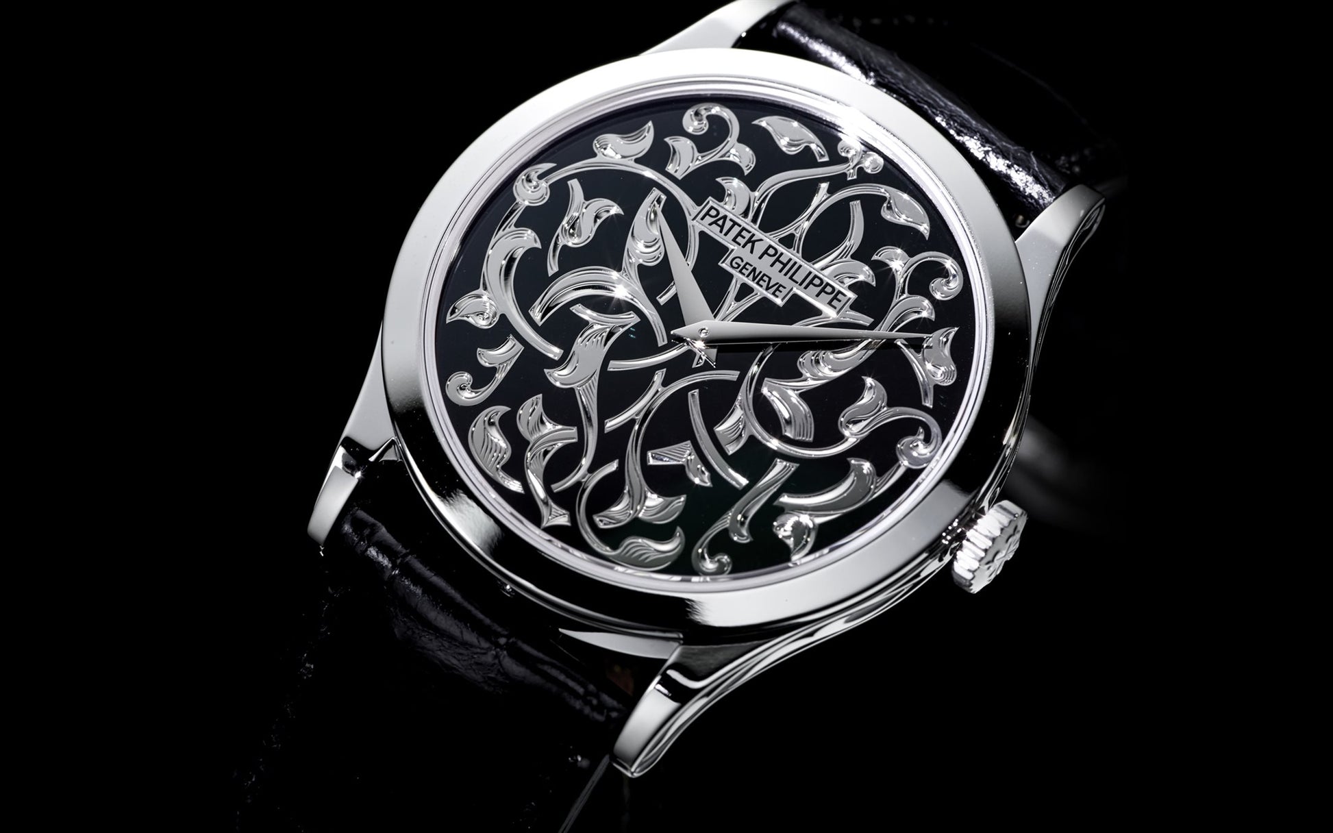 Patek Philippe Calatrava Volutes and Arabesques, Platinum, 38mm, Ref# 5088/100P-001, Side