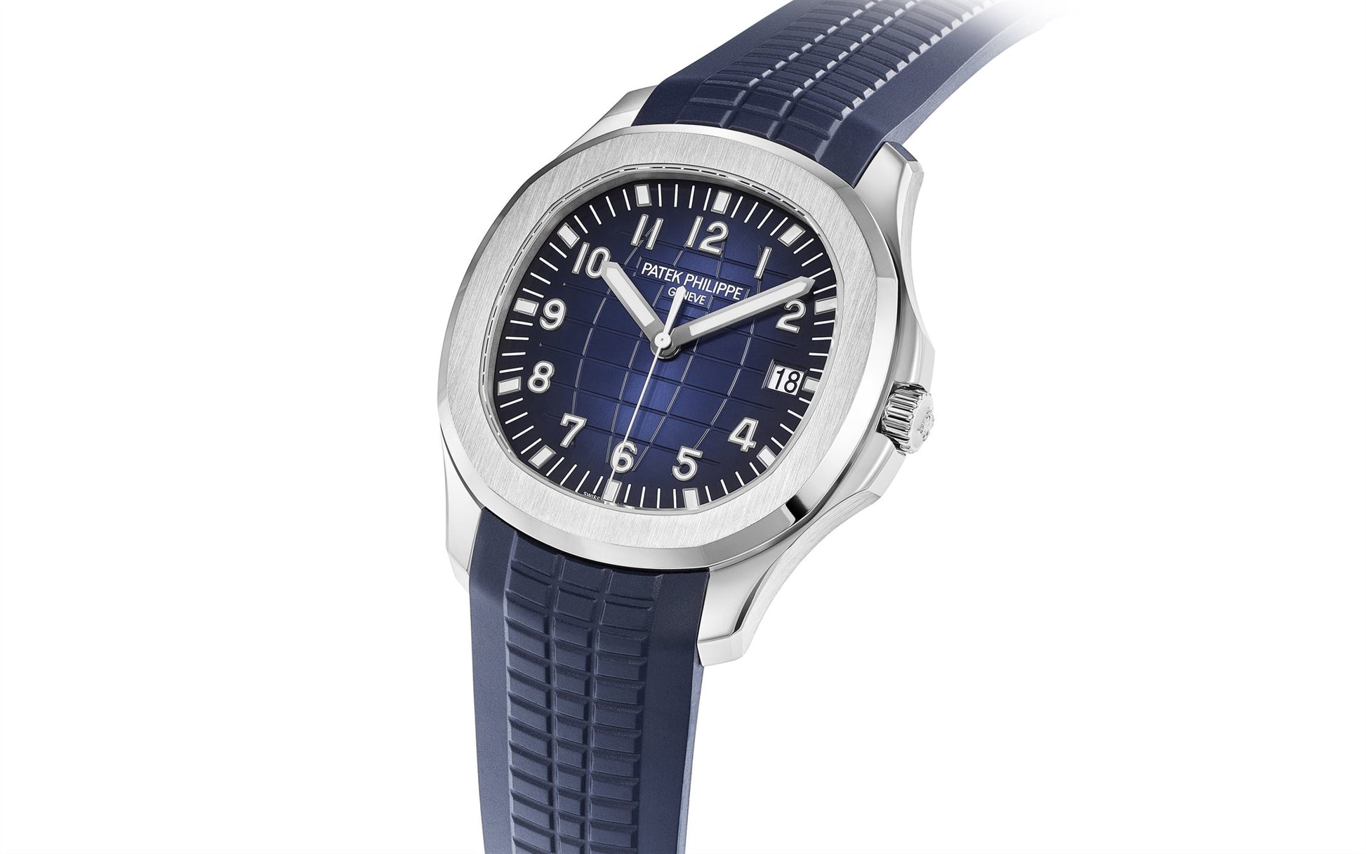 Patek Philippe Aquanaut Date, Sweep Seconds Watch, 18k White Gold 42,2 mm, Ref# 5168G-001, Case and Strap