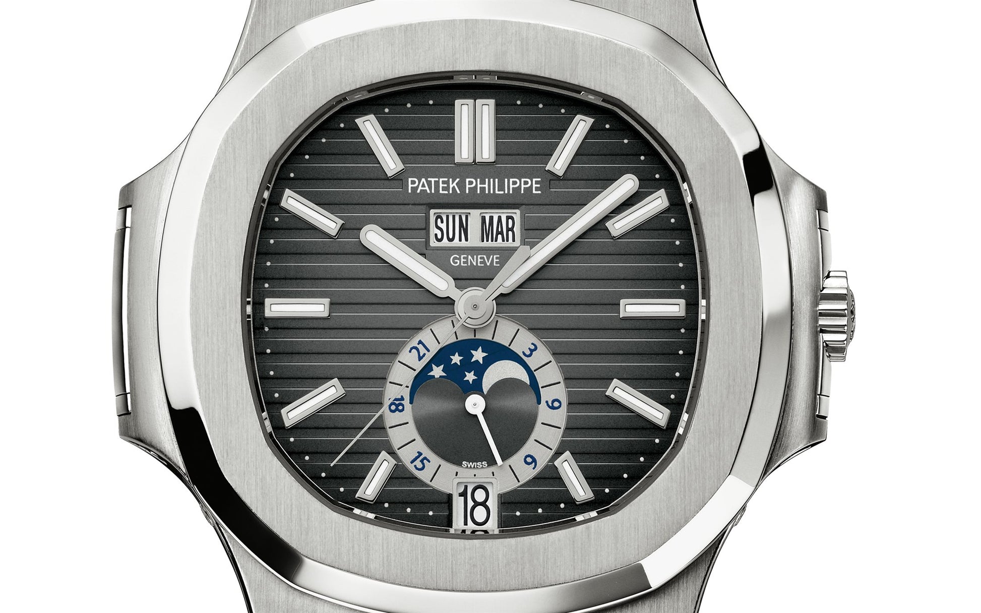 Patek philippe nautilus moonphase steel best sale