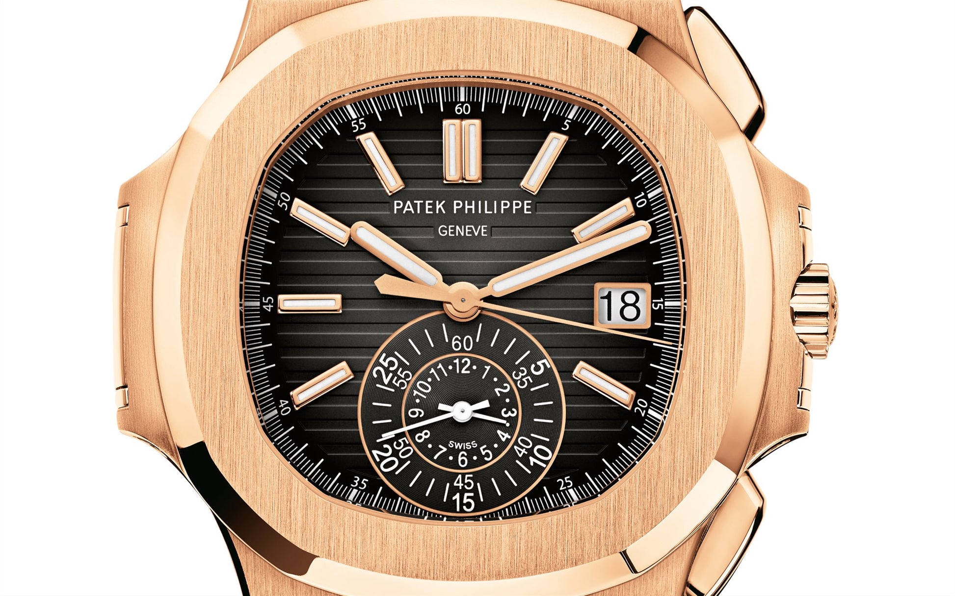 Patek Philippe Nautilus Flyback Chronograph, Date Watch, 18k Rose Gold, 40,5 mm, Ref# 5980/1R-001, Dial