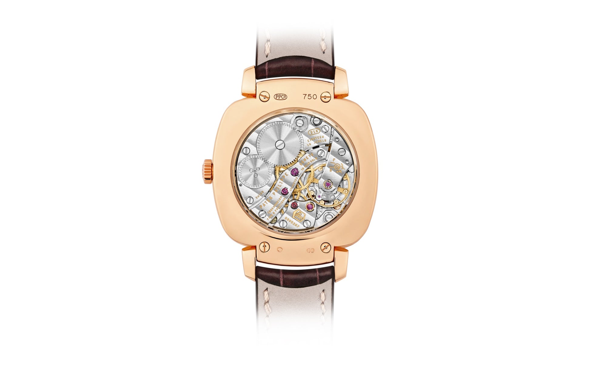 Patek Philippe Ladies Gondolo Small seconds, 18kt Rose Gold set with 108 diamonds, 30 × 33.8 mm, Ref# 7041R-001, back