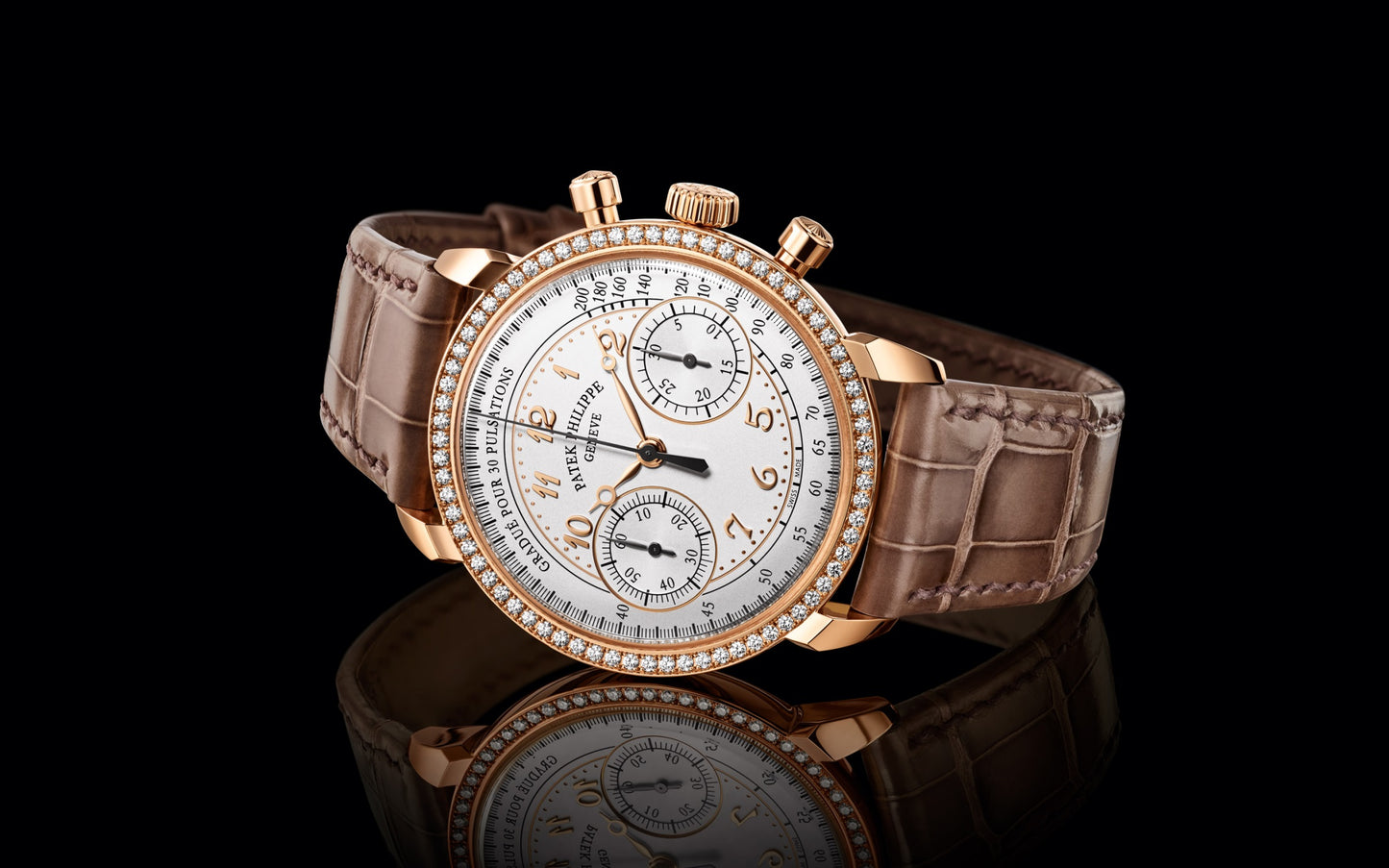 Patek Philippe Complication, 18k Rose Gold, Ladies Chronograph 38mm, 99 diamonds: ~0.99 ct., Ref# 5172G-010, main view 1