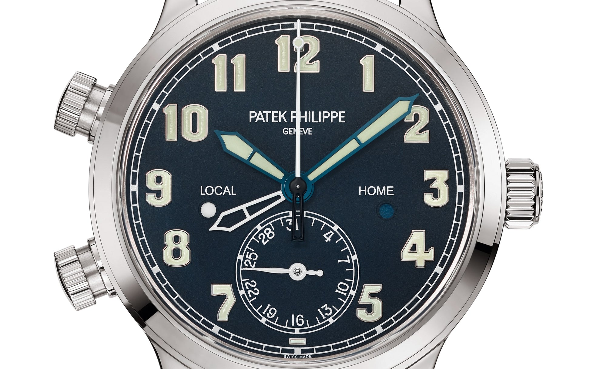 Patek Philippe Complication, 18k White Gold, Calatrava Pilot Travel Time 37,5mm, Ref# 7234G-001, Dial