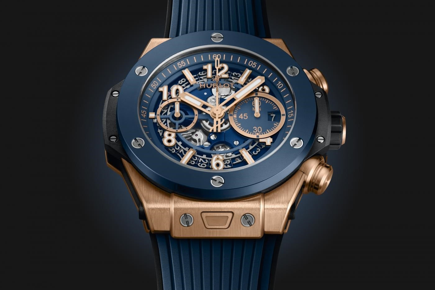 Dial Hublot Big Bang UNICO KING GOLD BLUE CERAMIC Ref# 421.OL.5180.RX