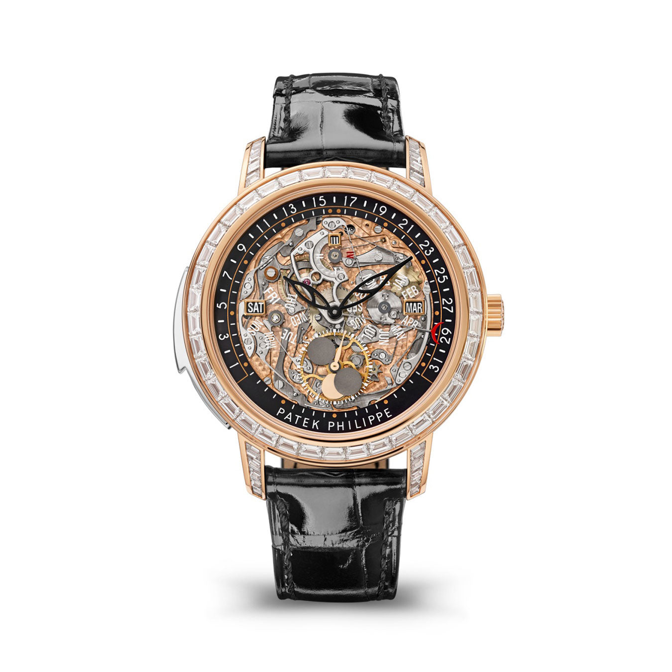 Patek Philippe Grand Complication, 18k Rose Gold set with baguette diamonds, 43mm, Ref# 5304/301R-001