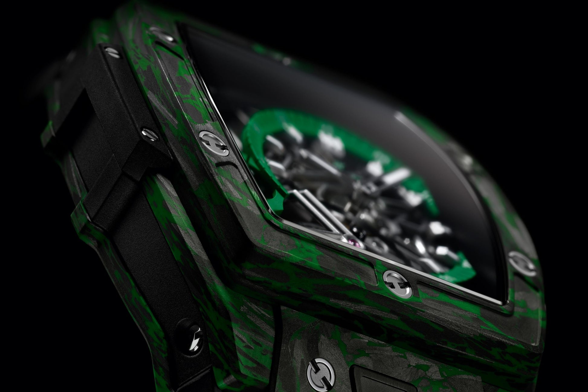 Side Hublot Spirit of Big Bang TOURBILLON CARBON GREEN Ref# 645.QG.5217.RX