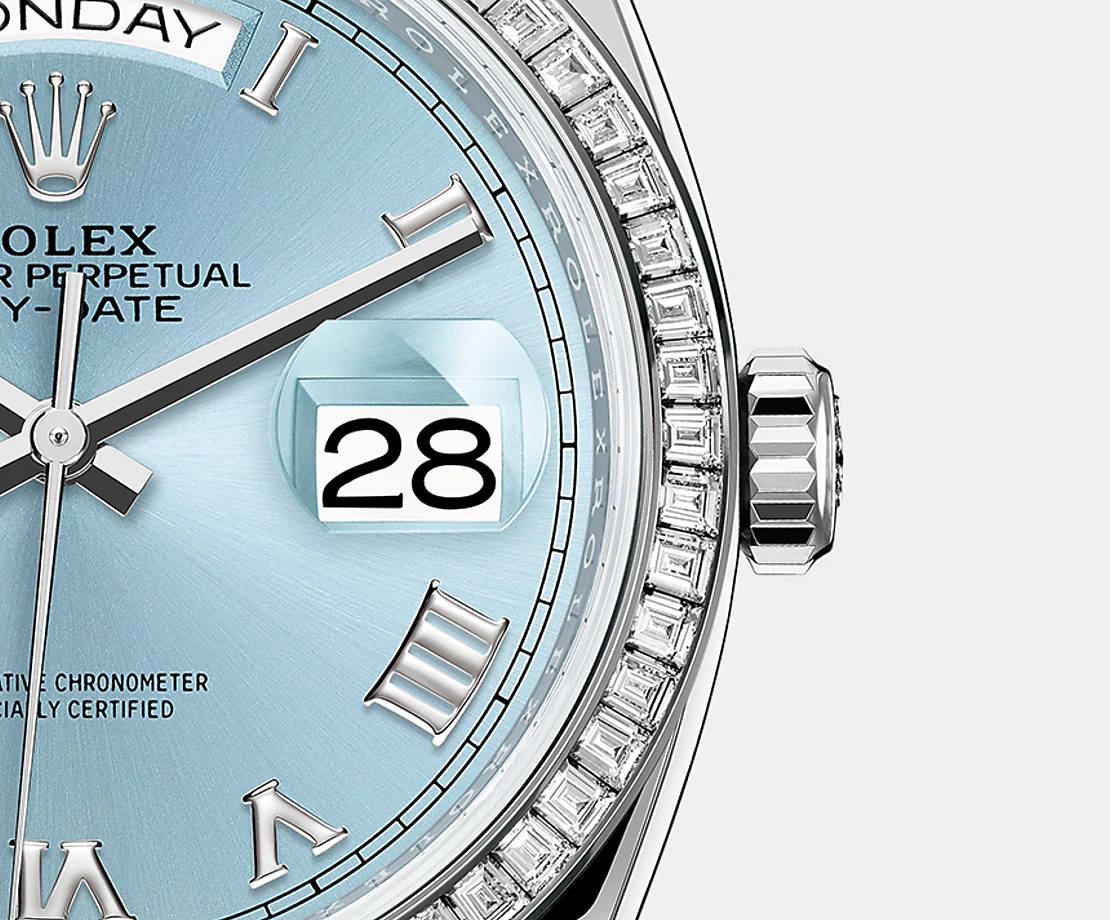 Rolex Day-Date, 36mm, Platinum and Diamonds, Ref# 128396tbr-0002, Date