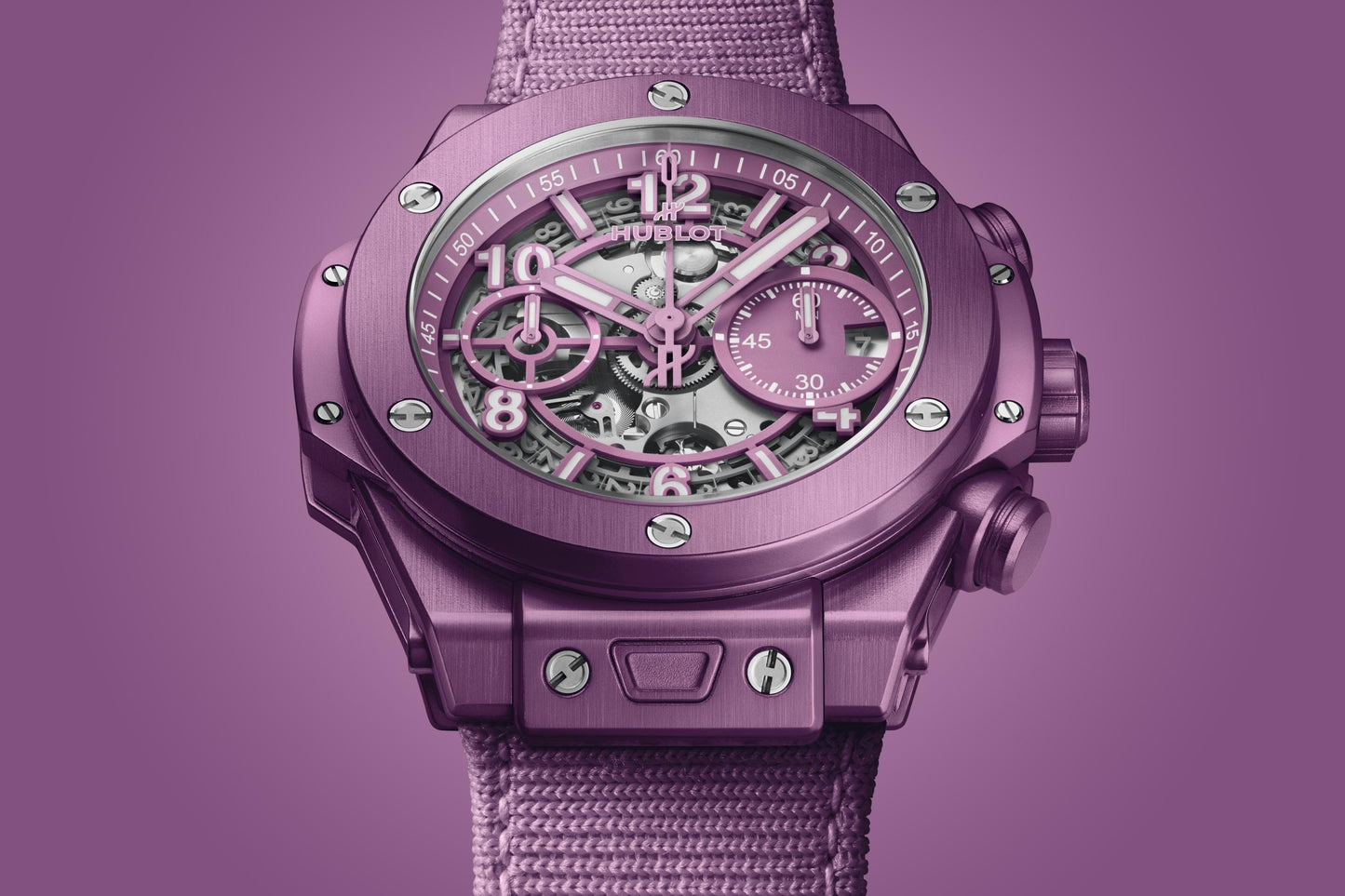 Side Hublot Big Bang UNICO SUMMER PURPLE Ref# 441.UL.5820.NR