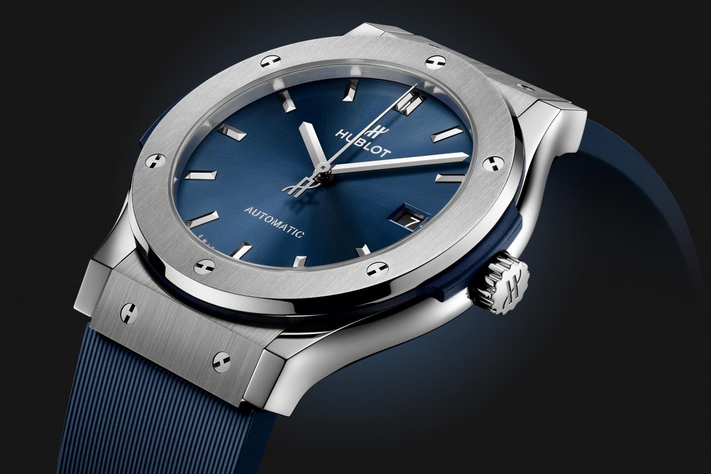 Side Hublot Classic Fusion Titanium Blue Ref# 511.NX.7170.RX