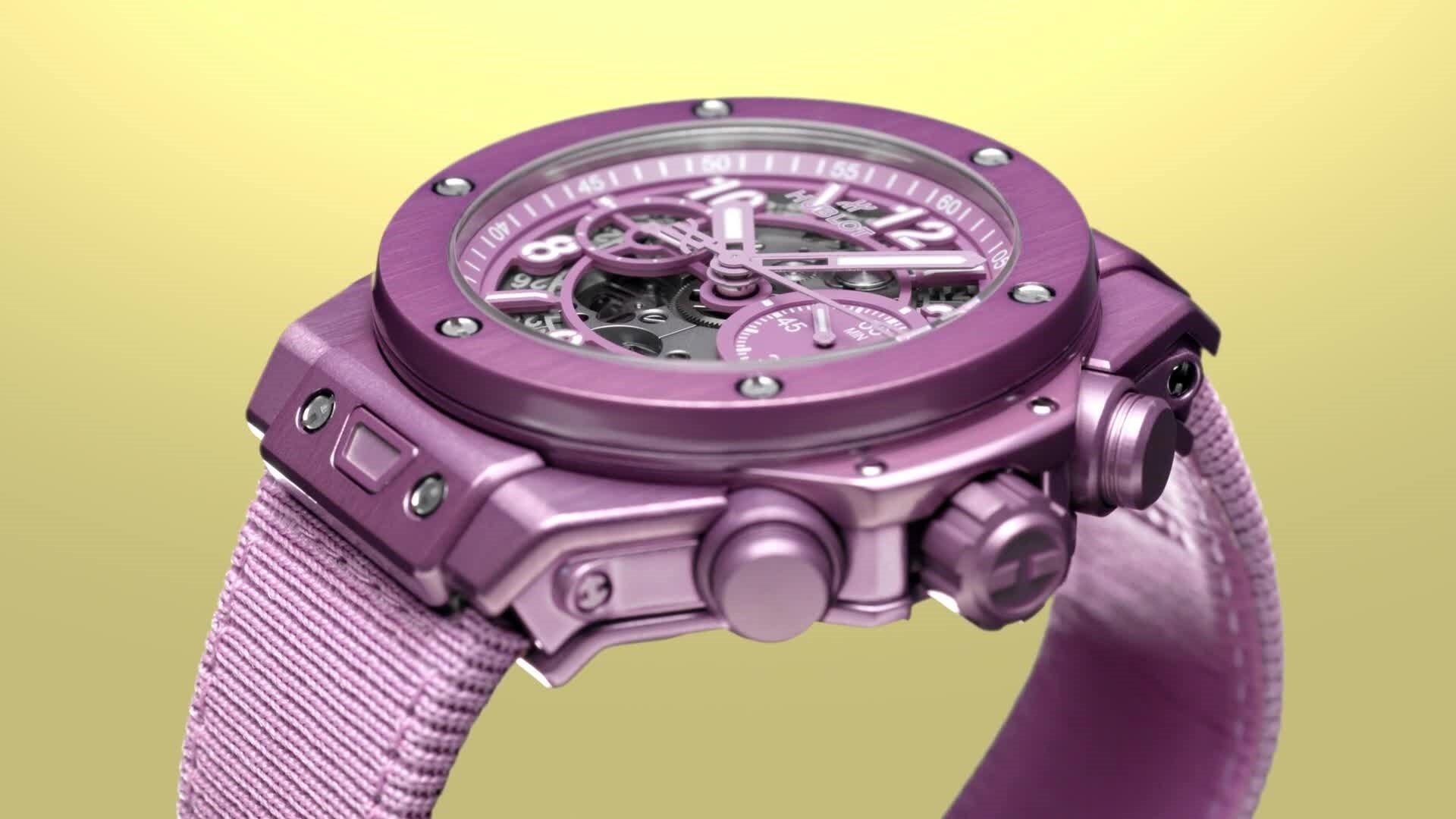 Side Hublot Big Bang UNICO SUMMER PURPLE Ref# 441.UL.5820.NR