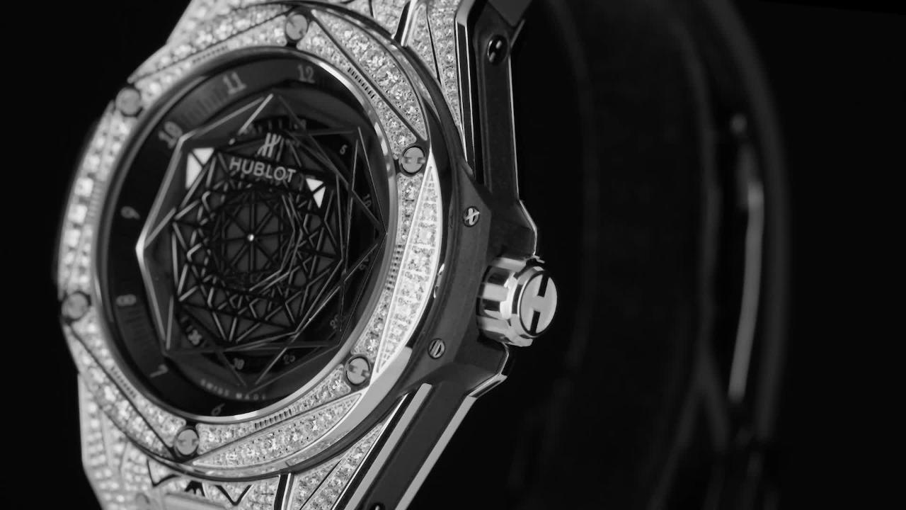 Side Hublot Big Bang SANG BLEU STEEL PAVÉ Ref# 465.SS.1117.VR.1704.MXM18