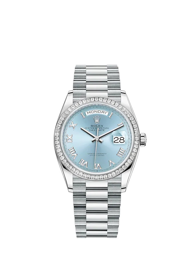 Rolex Day-Date, 36mm, Platinum and Diamonds, Ref# 128396tbr-0002