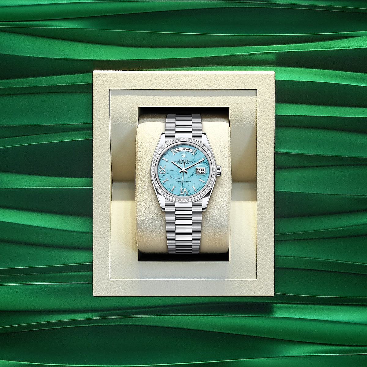 Rolex Day-Date 36, Platinum, 36mm, Ref# 128396tbr-0016, Watch in a box