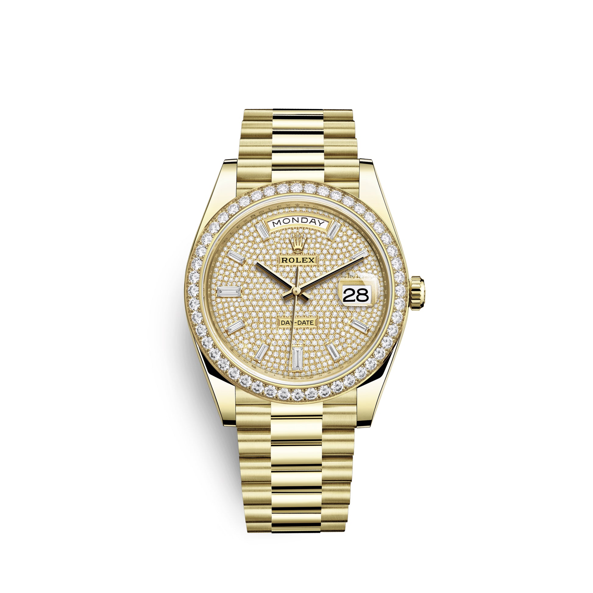 Rolex day date 36mm hot sale yellow gold diamond bezel