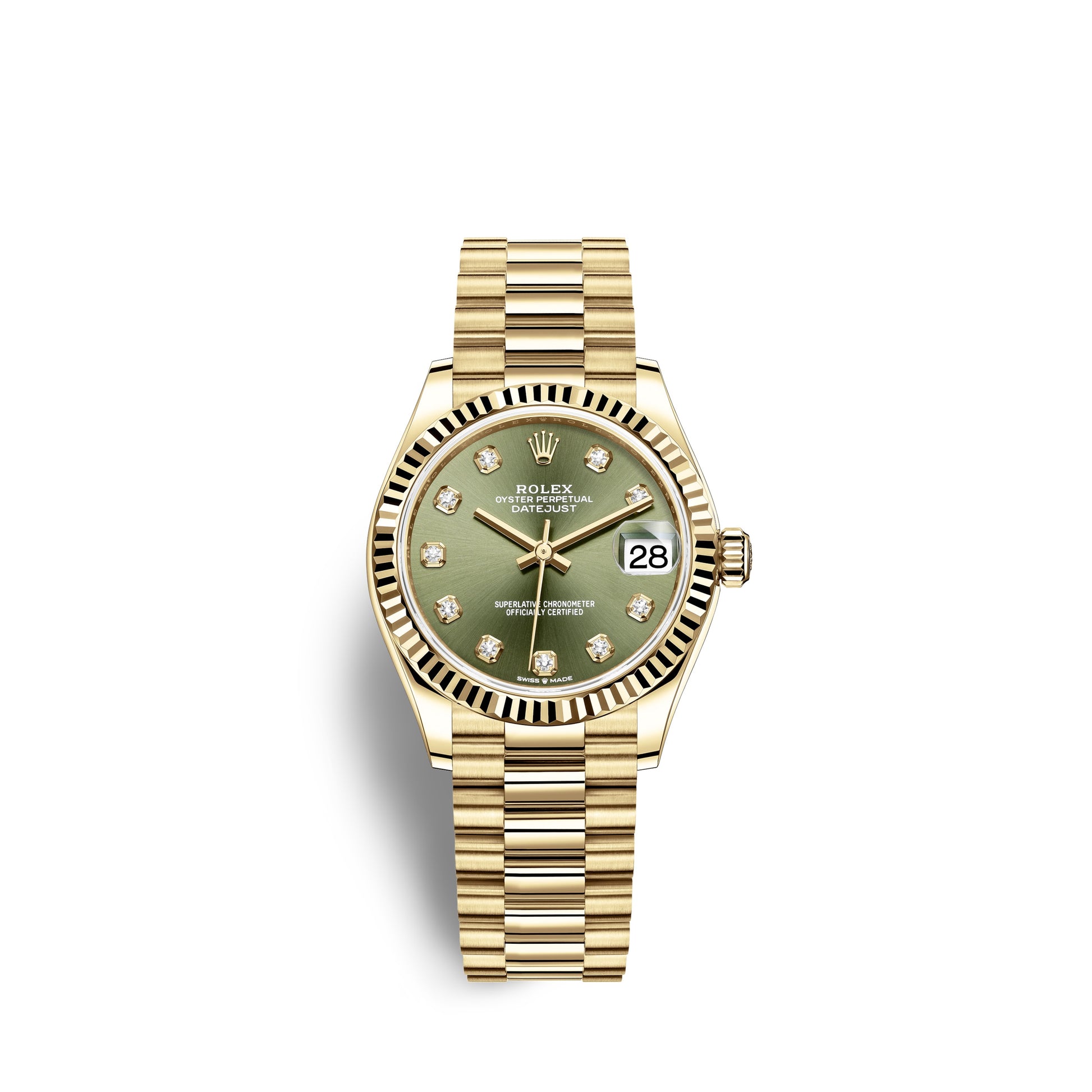 Rolex Datejust 31 Olive Green Dial Automatic Ladies 18kt Yellow