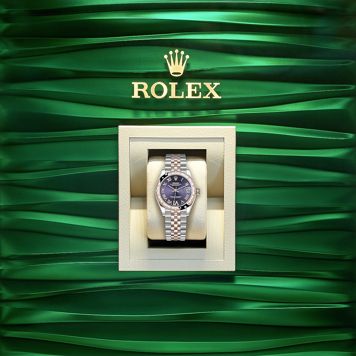 Rolex Datejust 31, Oystersteel, 18kt Everose Gold and diamonds, Ref# 278341RBR-0020, Watch in box