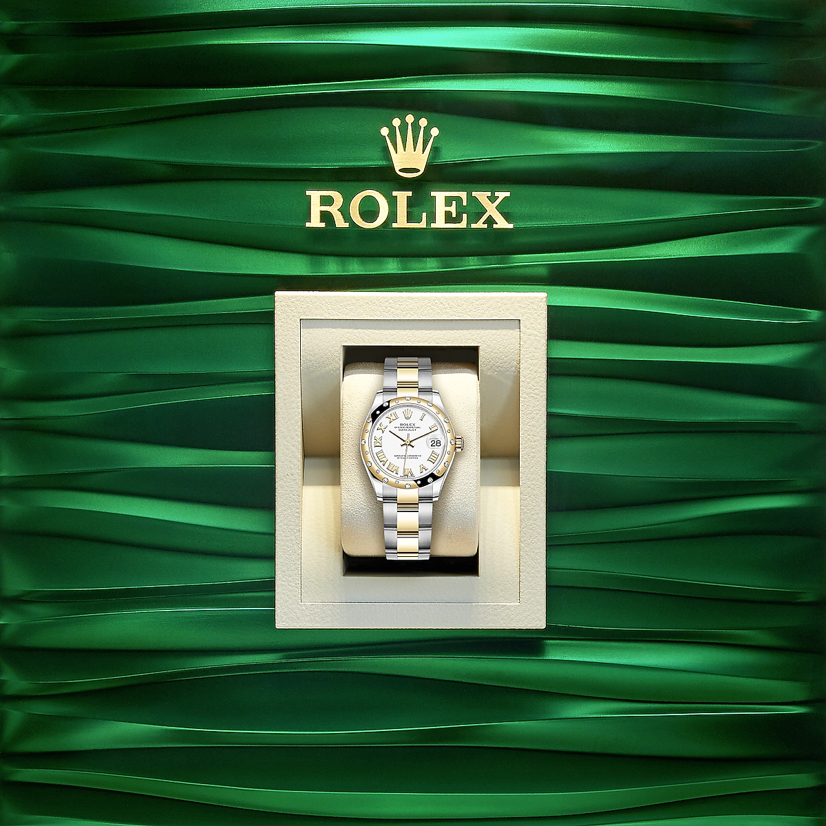 Rolex Datejust 31, Oystersteel, 18kt Yellow Gold and diamonds, Ref# 278343RBR-0001, Watch in box