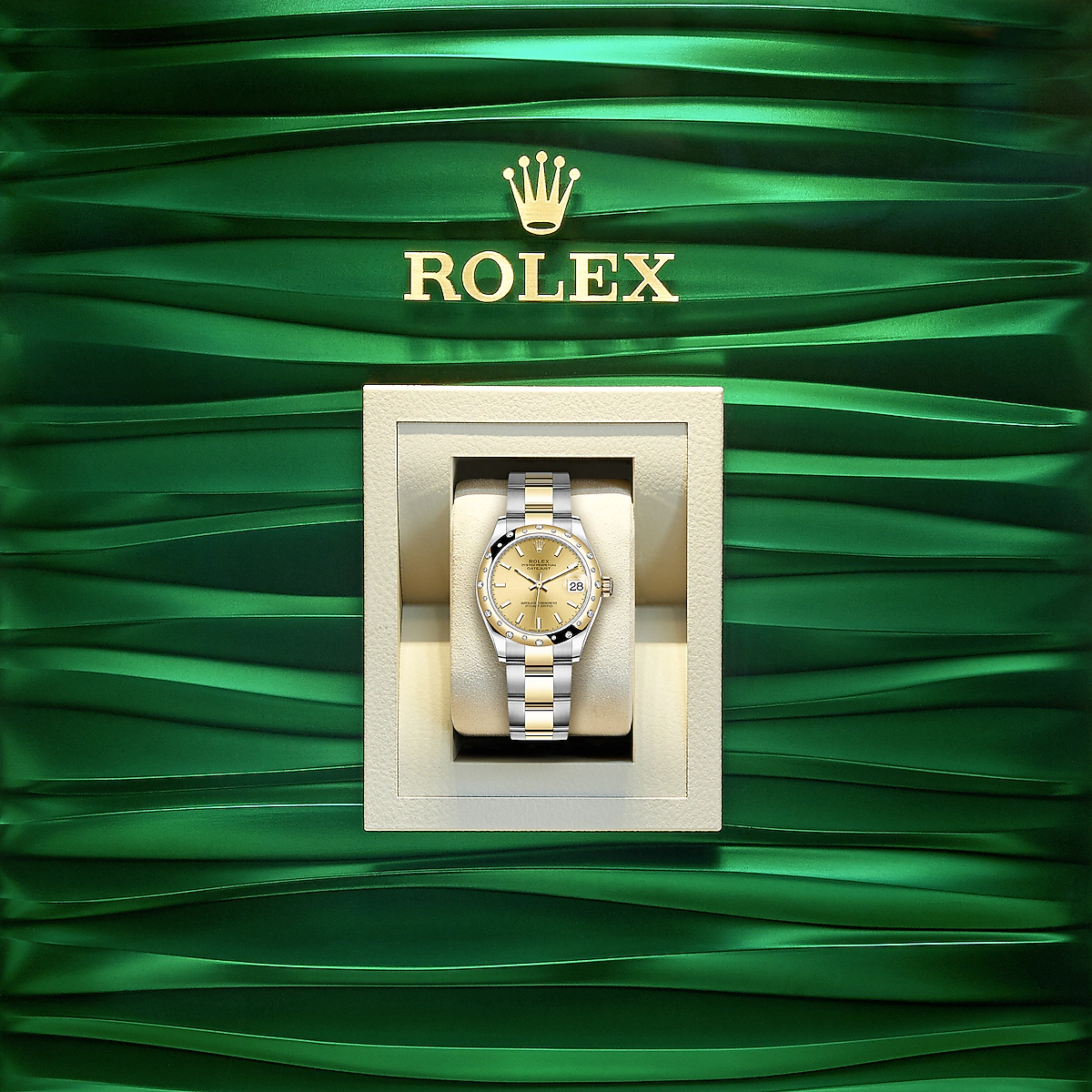 Rolex Datejust 31, Oystersteel, 18kt Yellow Gold and diamonds, Ref# 278343RBR-0013, Watch in box