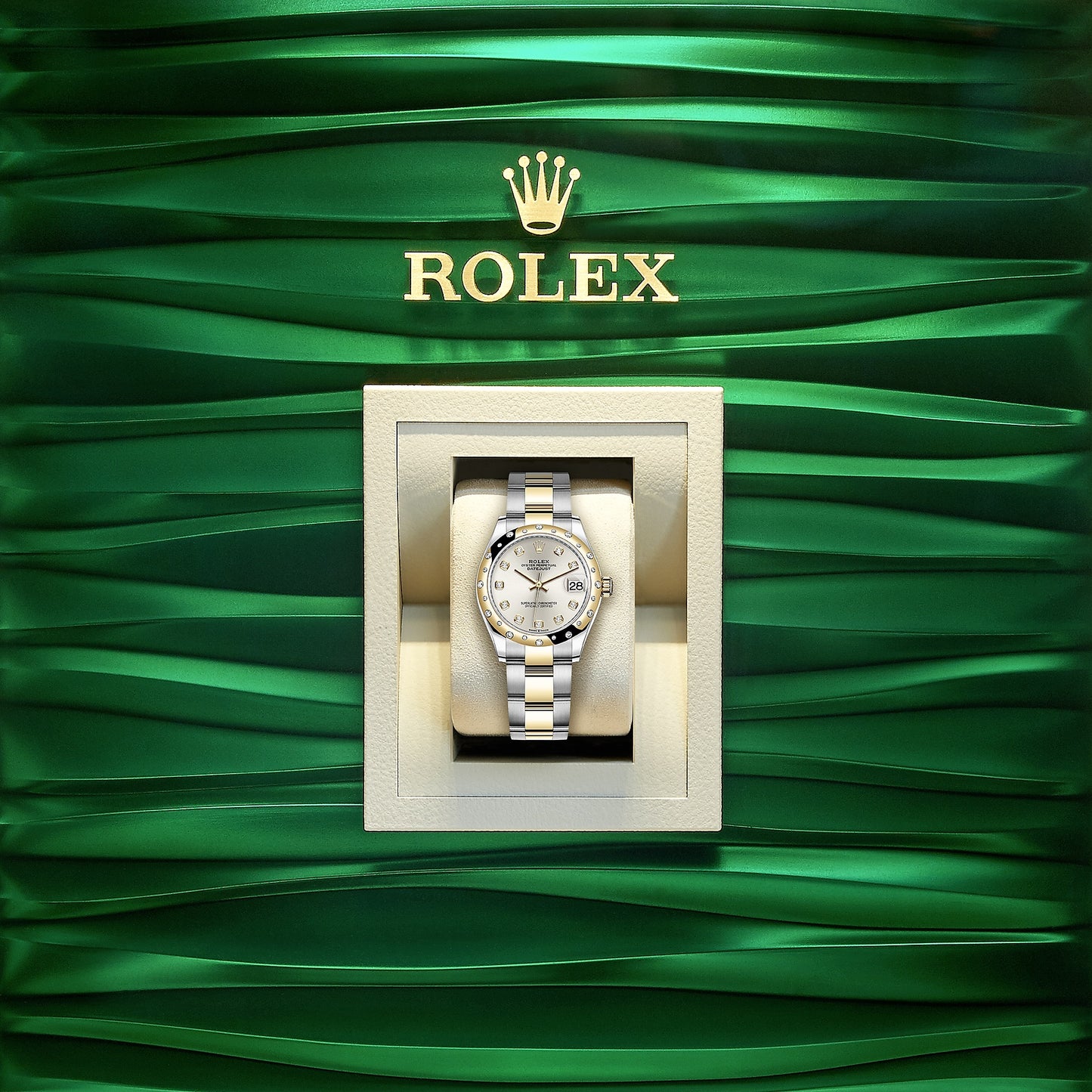 Rolex Datejust 31, Oystersteel, 18kt Yellow Gold and diamonds, Ref# 278343RBR-0019, Watch in box