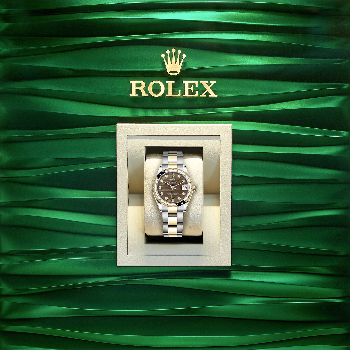 Rolex Datejust 31, Oystersteel, 18kt Yellow Gold and diamonds, Ref# 278343RBR-0023, Watch in box