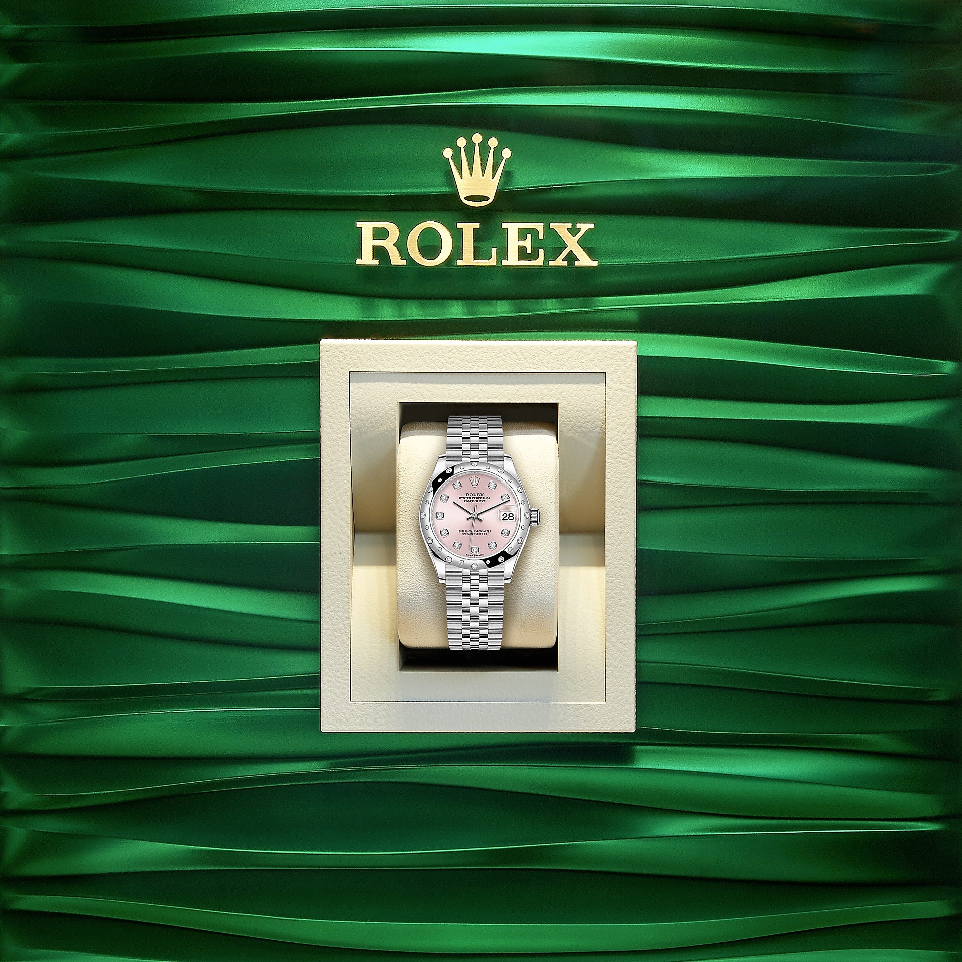 Rolex Datejust 31, Oystersteel, 18kt White Gold and diamonds, Ref# 278344RBR-0034, Watch in box