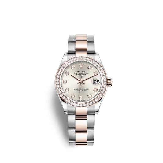 Rolex Datejust 31, Oystersteel, 18kt Everose Gold and diamonds, Ref# 278381RBR-0015